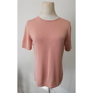 Vintage Neiman Marcus pink knit top. 100% silk sz M quiet luxury brunch resort